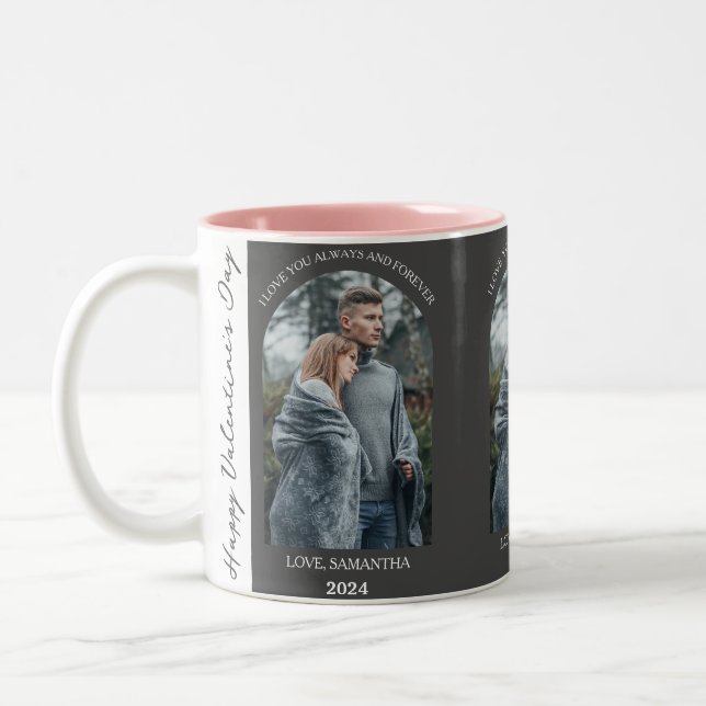 Simple Elegant Love valentine's day couple photo Two-Tone Coffee Mug (Left)