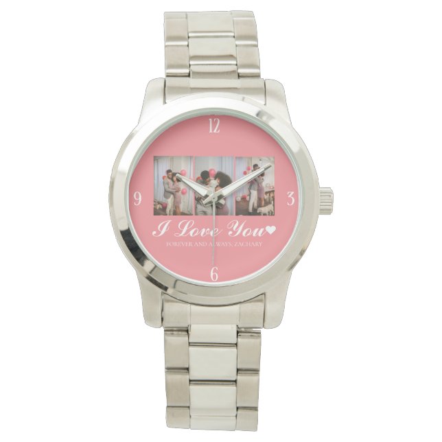 Simple Elegant Love valentines day couple photo Watch (Front)