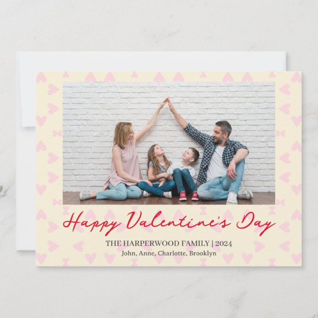Simple Elegant Love valentine's day Family photo Holiday Card (Front)