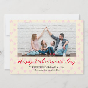 Simple Elegant Love valentine's day Family photo Holiday Card