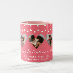 Simple Elegant Love valentine's day Family photo Two-Tone Coffee Mug