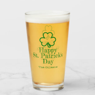 Simple Elegant lucky Shamrock St Patricks Day  Glass