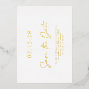 Simple Elegant Luxe Real Gold Foil Save the Date