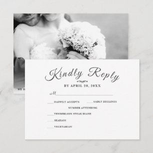 Simple Elegant M Script Modern Wedding RSVP Card