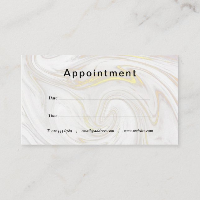 Simple Elegant Marble Appointment Card (Back)