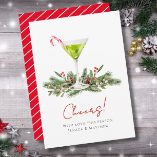 Simple Elegant Martini Holiday Cheers Christmas Card
