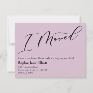Simple Elegant Mauve Pink I Moved New Address Card