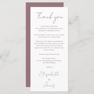 Simple Elegant Mauve Wedding Thank You Place Card