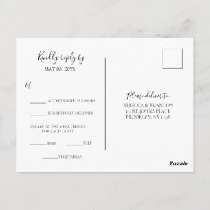 Simple Elegant Meal Choice RSVP Wedding Postcard