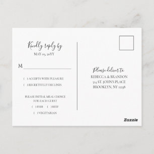 Simple Elegant Meal Choice RSVP Wedding Postcard