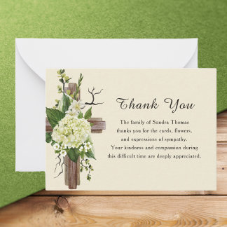 Simple Elegant Memorial Bereavement Floral Cross Card
