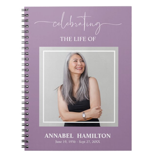 Simple Elegant Memorial Funeral Photo Guest Book (Front)