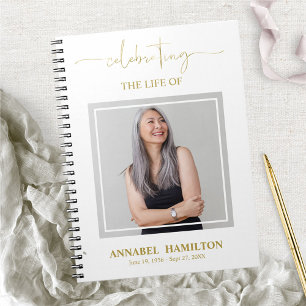 Simple Elegant Memorial Funeral Photo Guest Book