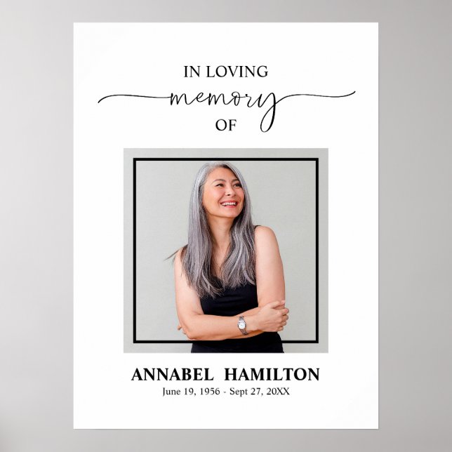 Simple Elegant Memorial Funeral Photo Welcome Sign (Front)