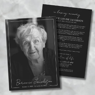 Simple Elegant Memorial Service Funeral Invitation