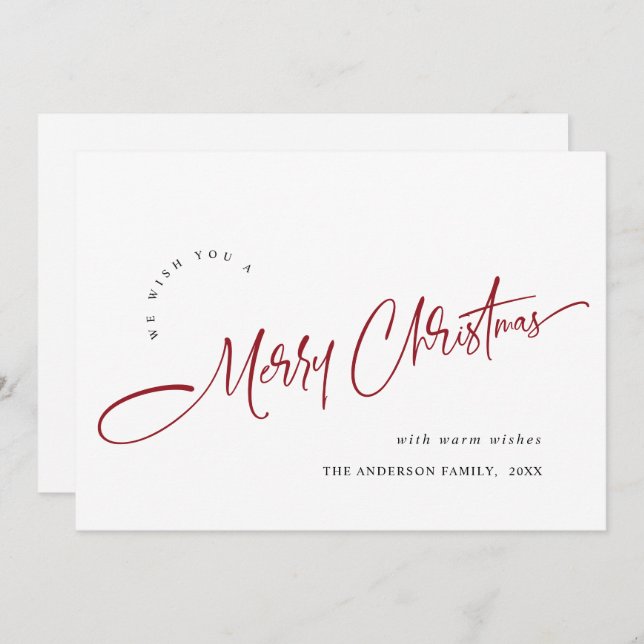 Simple Elegant Merry Christmas Greeting Holiday Card (Front/Back)