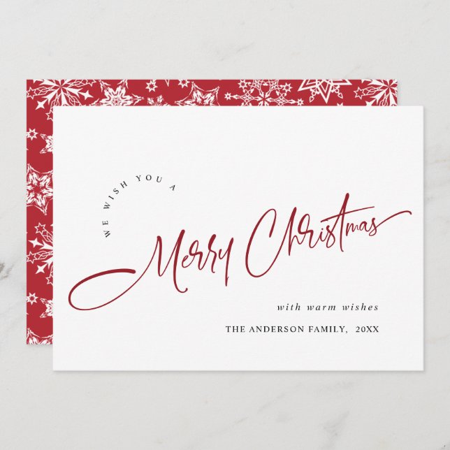 Simple Elegant Merry Christmas Greeting Holiday Card (Front/Back)