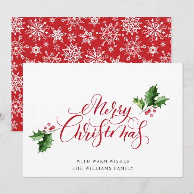 Simple Elegant Merry Christmas Greeting Holiday Card (Front/Back)