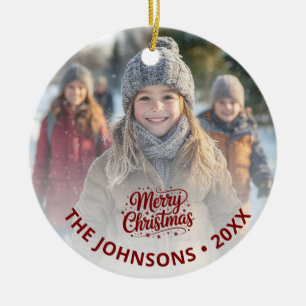 Simple Elegant Merry Christmas Photo Card Gradient Ceramic Tree Decoration