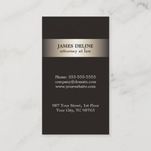 Simple Elegant Metal Grey Attorney Business Card