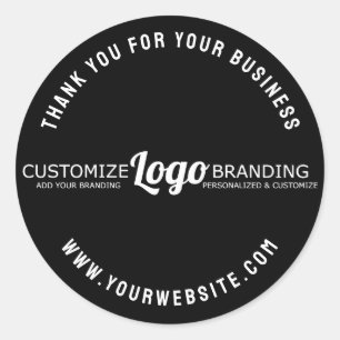 Simple Elegant Minimal Business Company Logo Black Classic Round Sticker