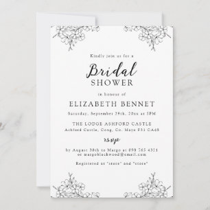 Simple Elegant Minimal Cherry Blossom Bridal Invitation