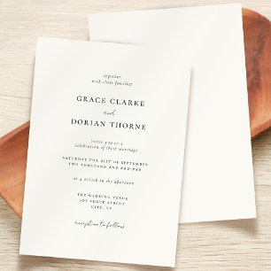 Simple Elegant Minimal Ivory White Neutral Wedding Invitation