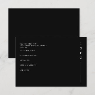 Simple Elegant Minimal Modern Black Wedding Enclosure Card