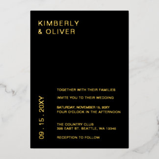 Simple Elegant Minimal Modern Black Wedding Invi