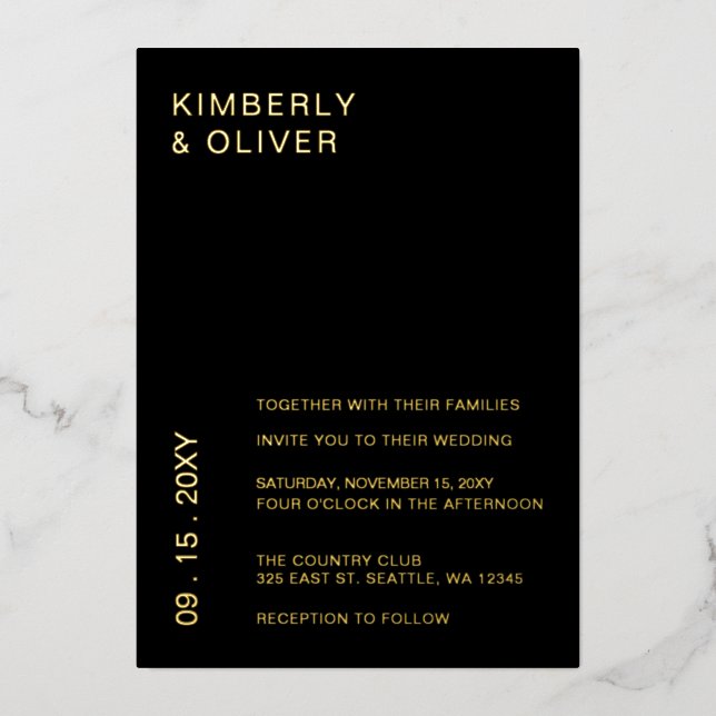 Simple Elegant Minimal Modern Black Wedding   Invi (Front)