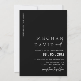 Simple Elegant Minimal Modern Black Wedding Invitation