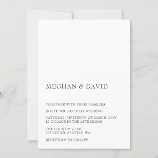 Simple Elegant Minimal Modern Black Wedding Invitation