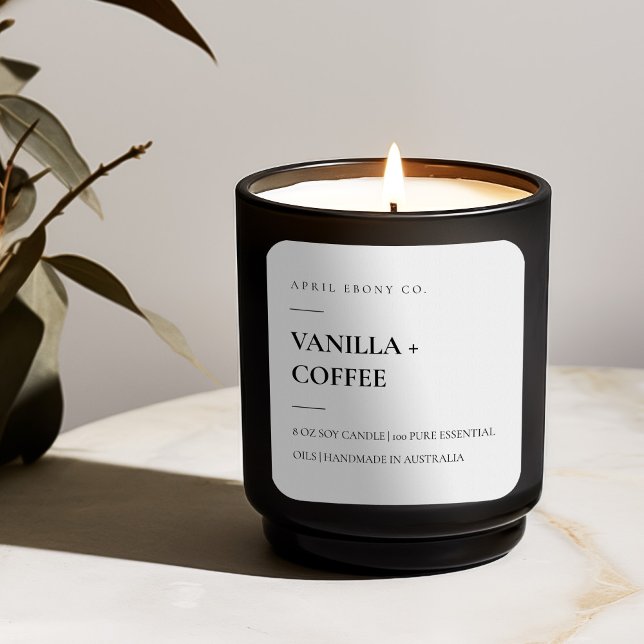 SIMPLE ELEGANT MINIMAL MODERN BLACK WHITE CANDLE SQUARE STICKER (Creator Uploaded)