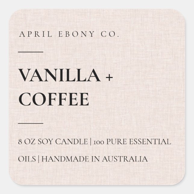 SIMPLE ELEGANT MINIMAL MODERN BLUSH PINK LINEN SQUARE STICKER (Front)