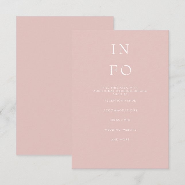  Simple Elegant Minimal Modern Blush Wedding Enclosure Card (Front/Back)