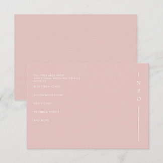 Simple Elegant Minimal Modern Blush Wedding Enclosure Card