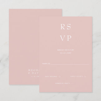 Simple Elegant Minimal Modern Blush Wedding RSVP Card
