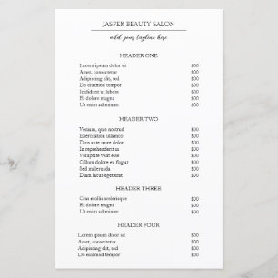 Simple Elegant Minimal Modern Business Price List