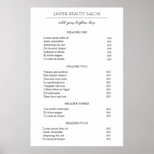 Simple Elegant Minimal Modern Business Price List Poster