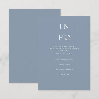 Simple Elegant Minimal Modern Dusty Blue Wedding Enclosure Card