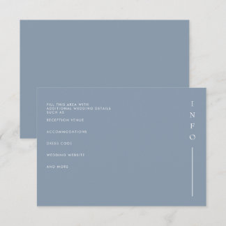 Simple Elegant Minimal Modern Dusty Blue Wedding Enclosure Card