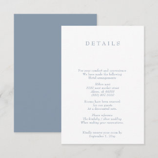 Simple Elegant Minimal Modern Dusty Blue Wedding Enclosure Card