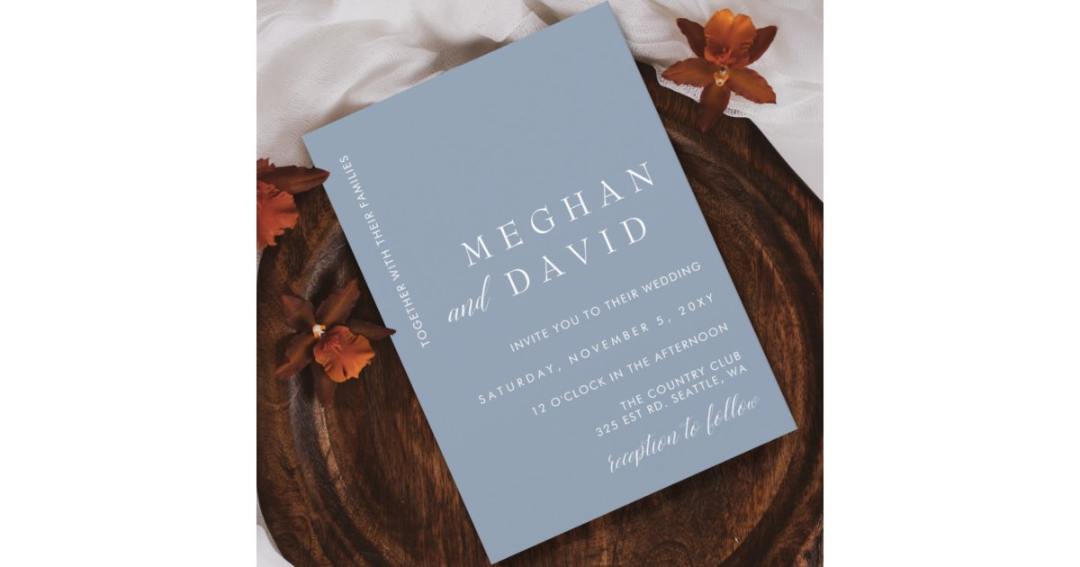 Simple Elegant Minimal Modern Dusty Blue Wedding I Invitation | Zazzle