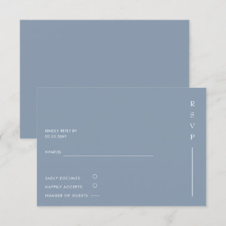 Simple Elegant Minimal Modern Dusty Blue Wedding RSVP Card