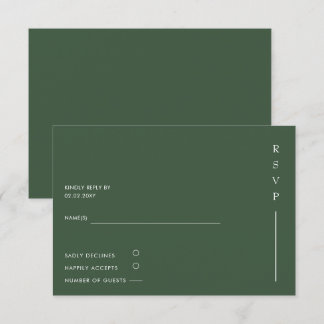 Simple Elegant Minimal Modern Green Wedding RSVP Card