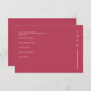  Simple Elegant Minimal Modern Magenta Wedding  Enclosure Card