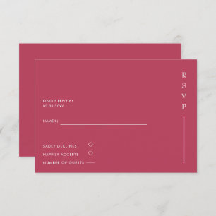  Simple Elegant Minimal Modern Magenta Wedding  RSVP Card