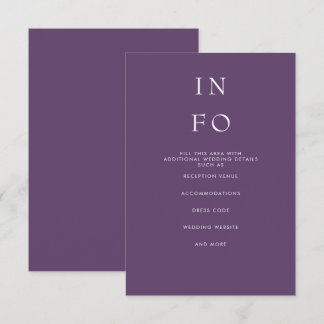 Simple Elegant Minimal Modern Purple Wedding Enclosure Card