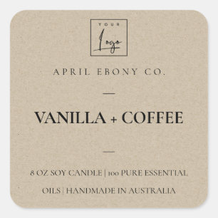 SIMPLE ELEGANT MINIMAL MODERN RUSTIC KRAFT LOGO SQUARE STICKER