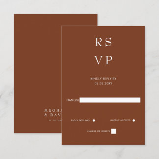 Simple Elegant Minimal Modern Terracotta Wedding RSVP Card